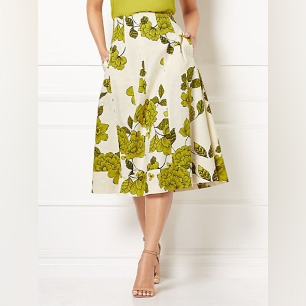 Eva Mendes Floral Midi Skirt NWT